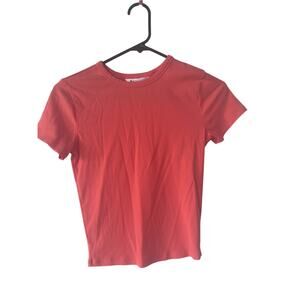 NWOT Athleta Signature Short-Sleeve Ribbed Cropped Orange Tee Size XS